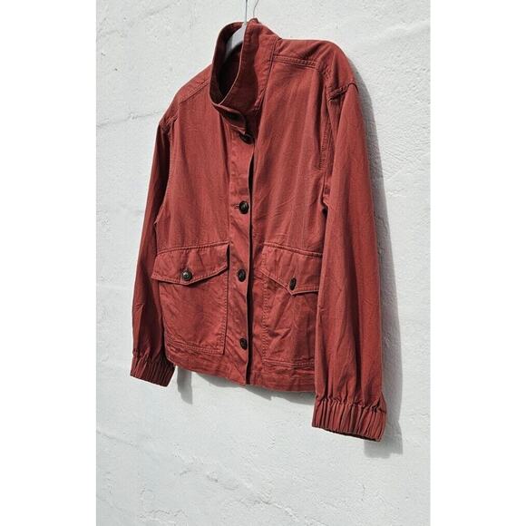 Madewell Womens Jacket Small Rust Orange Button Front Bayview Sleeve Bomber Coat - Picture 5 of 13